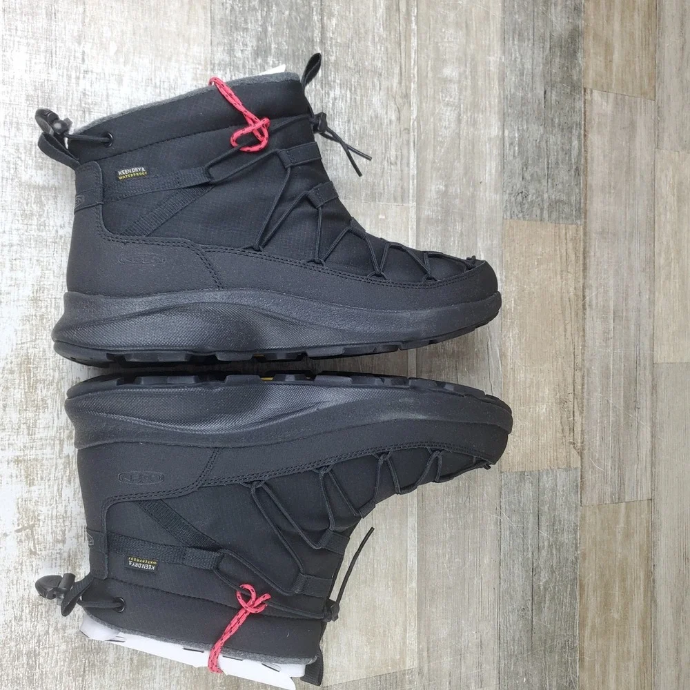 KEEN Uneek SNK Mens Chukka Boots Sz 11.5 Triple Black Mid Top Lace Up Waterproof